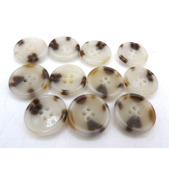 Shirt/Dress Buttons Marbled Ivory to Brown 4 holes ⅞" diameter - Picture 1 of 1